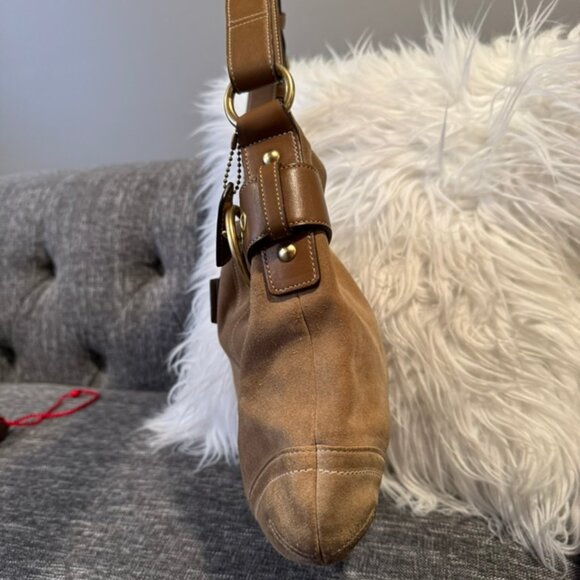 VINTAGE Coach 1483 Suede Double-Strap Shoulder Bag – Leather Trim Very Good Cond - Picture 6 of 12